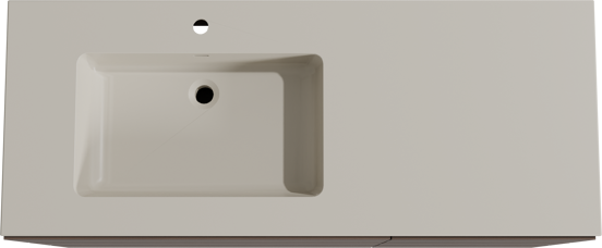 Storke Edge meuble salle de bains à poser 130 x 52 cm noyer avec Diva vasque asymétrique gauche en top solid soie grise