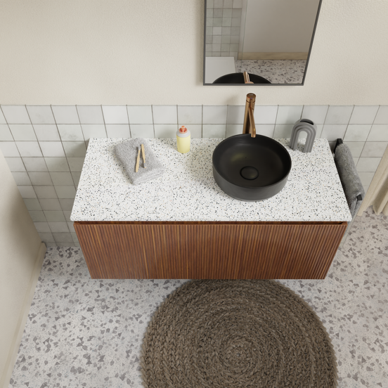 Storke Tavola enkel of dubbel tablet mat wit/zwart terrazzo 120 x 52 cm