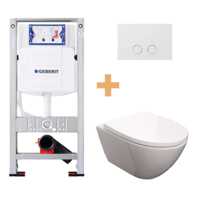 Luca Varess Moreno wc suspendu blanc brillant bride de rinçage fine SilentFlush avec Geberit Sigma réservoir de chasse encastré UP320 avec cadre Burda et plaque de commande