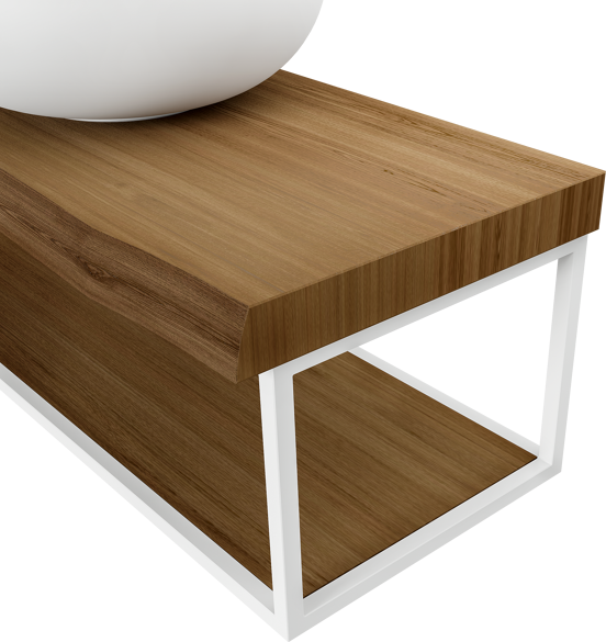 Balmani Life Edge Mini zwevend fonteintje 55 x 22,5 cm met Bowl in matte Solid Surface met witte frame