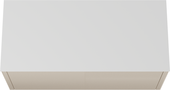 Balmani Eclips meuble salle de bains suspendu 120 x 55 cm Sandbeige avec Stretto tablette simple ou double en Solid Surface blanc mat, Nervure droite symétrique verticale