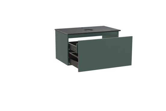 Balmani Sfera meuble salle de bains suspendu 90 x 55 cm forest avec Facetta tablette simple en granit noir