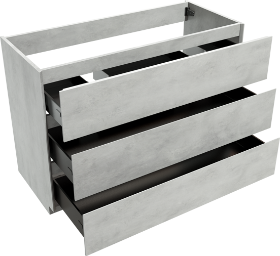Storke Edge staande wastafelonderkast 120 x 52 cm beton zilvergrijs 3 lades 2 sifonuitsparingen