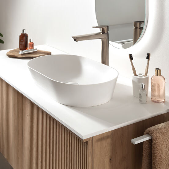 Balmani Stretto tablette simple ou double mat Solid Surface 135 x 55 cm