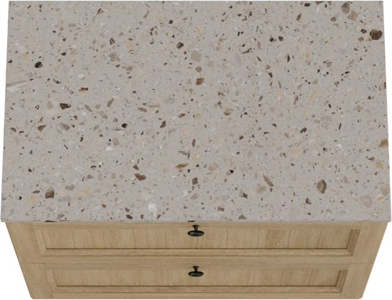 Balmani Lemon staand badkamermeubel 90 x 55 cm verweerde eik met Stretto enkel tablet in terrazzo greige terrazzo