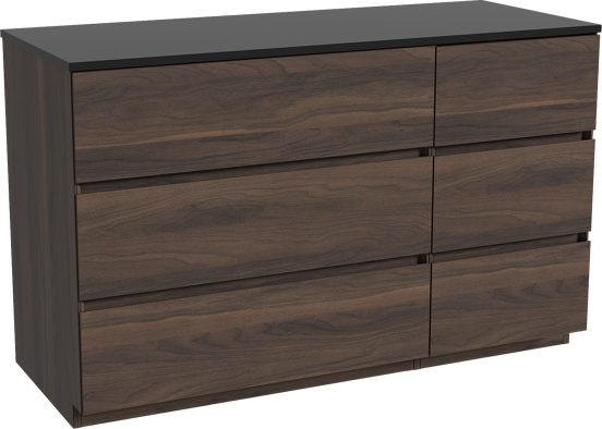 Storke Edge freistehendes Möbelstück Set: 130 x 52 cm, Nussbaum, mit Panton Einzel- oder Doppel Waschtischplatte, Pulverbeschichtetes MDF Schwarz matt