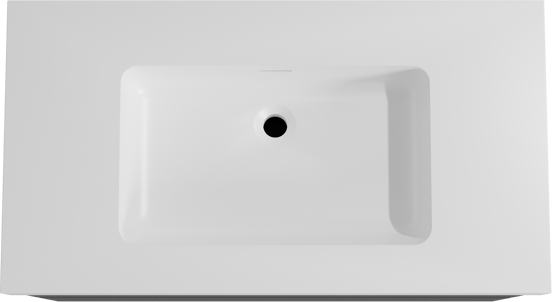 Storke Edge zwevend badkamermeubel 95 x 52 cm mat zwart met Mata High enkele wastafel in solid surface mat wit