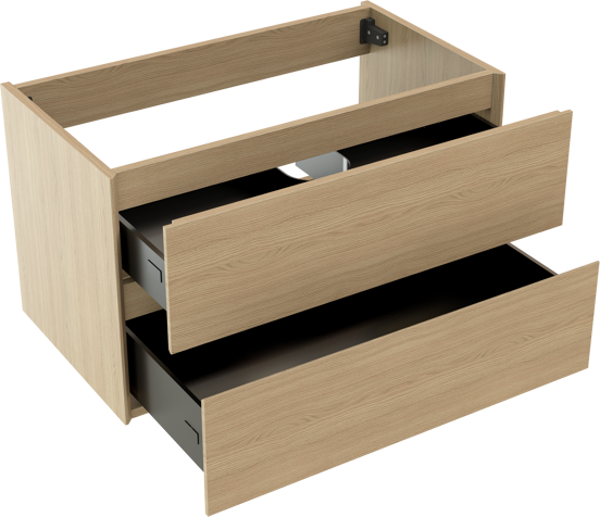 Storke Edge zwevende wastafelonderkast 80 x 46 cm natuur eik 2 lades