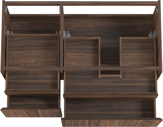 Balmani Idra zwevende wastafelonderkast 120 x 55 cm asymmetrisch rechts fineer notelaar 4 lades