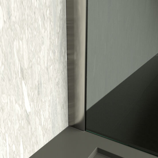 Balmani Modular inloopdouche 100 x 200 cm rookglas geborsteld inox profiel