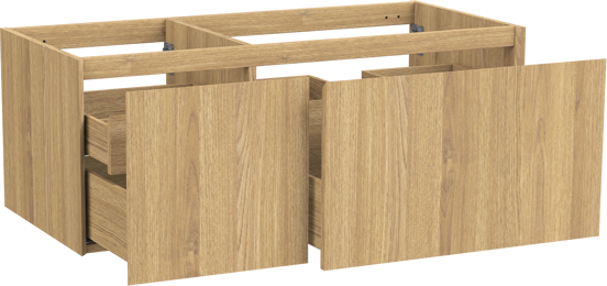 Balmani Idra zwevende wastafelonderkast 120 x 55 cm asymmetrisch rechts fineer naturel eiken 4 lades
