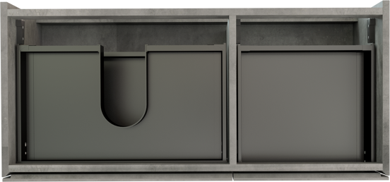Storke Edge zwevende wastafelonderkast 100 x 46 cm asymmetrisch links beton donkergrijs 3 lades