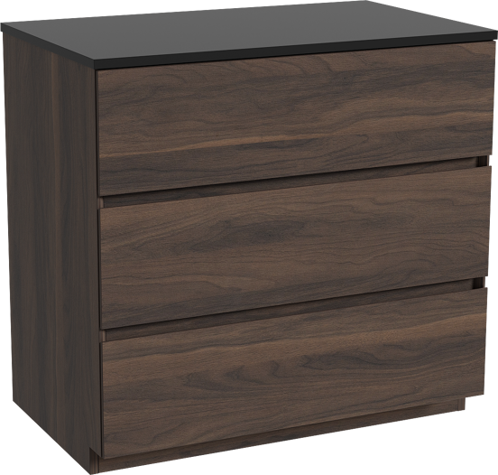 Storke Edge meuble salle de bains à poser 85 x 52 cm noyer avec Panton tablette simple en mdf enduit de poudre noir mat