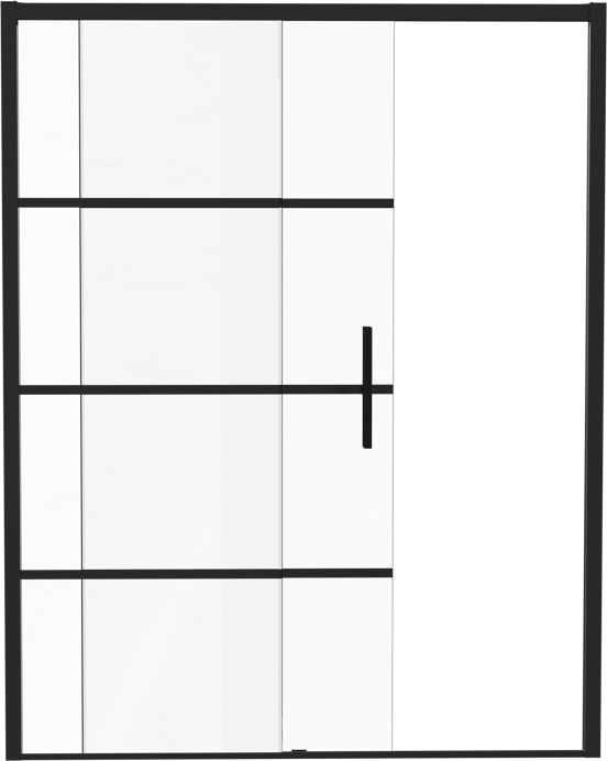 Luca Varess Senses Duschtür: Schiebetür, Links, 160 x 200 cm, gestreiftes Glas, Schwarzes Profil, matt