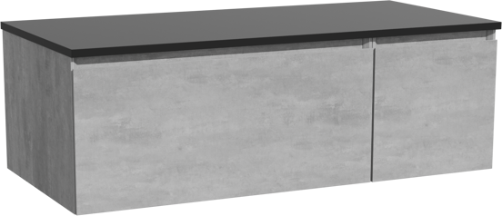 Storke Edge meuble salle de bains suspendu 110 x 52 cm béton gris foncé avec Panton tablette simple en mdf enduit de poudre noir mat