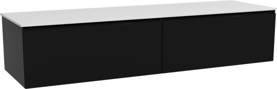Storke Edge meuble salle de bains suspendu 170 x 52 cm noir mat avec Tavola tablette simple ou double en solid surface blanc mat