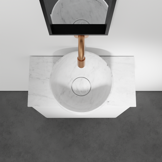 Balmani Mitra zwevend toiletmeubel 42 x 21 cm mat wit met Facetta tablet en Bowl waskom in Carrara marmer