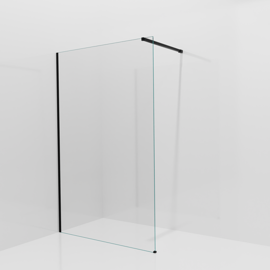Balmani Modular douche à l'italienne: 130 x 200 cm, Verre transparent, avec coating, Profil Noir mat