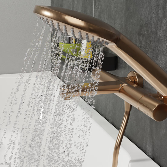 Blaufoss Round kit douchette 3 fonctions de jet Brushed Rosegold