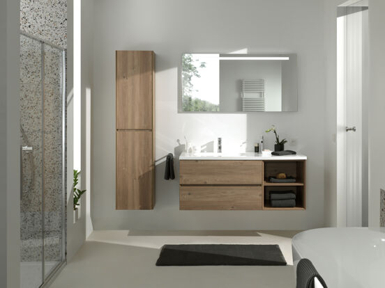 Storke Edge zwevende badkamerkast ruwe eik 40 x 30 x 170 cm