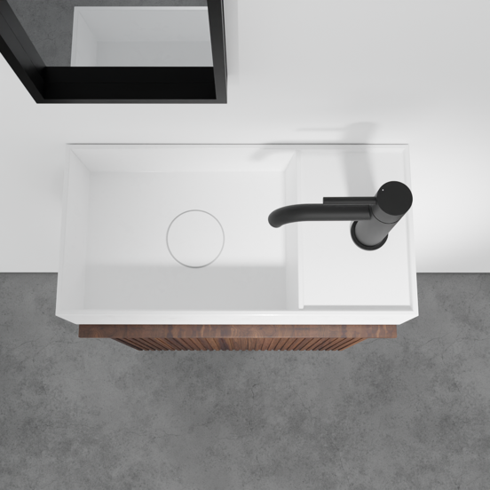 Balmani Forma zwevend toiletmeubel 42 x 21 cm amerikaans notenhout met Loop wastafel in matte Solid Surface