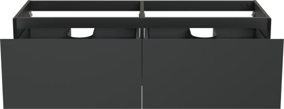 Balmani Idra hängender Waschbeckenunterschrank: 180 x 55 cm, Schwarz matt, 4 Schubladen