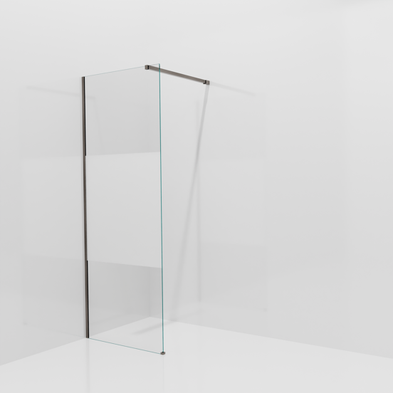 Balmani Modular douche à l'italienne: 80 x 200 cm, Verre transparent avec bande matte, avec coating, Profil Brushed GunMetal