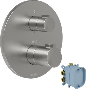 Blaufoss Smartbox Round inbouw regendoucheset thermostatische kraan brushed CoolMetal