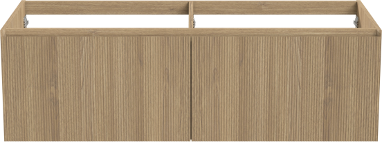 Balmani Fila hängender Waschbeckenunterschrank: 150 x 55 cm, Eiche Natur, Furnierholz, 2 Schubladen