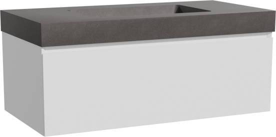 Storke Edge zwevend badkamermeubel 105 x 52 cm mat wit met Scuro High enkele wastafel in kwarts mat zwart