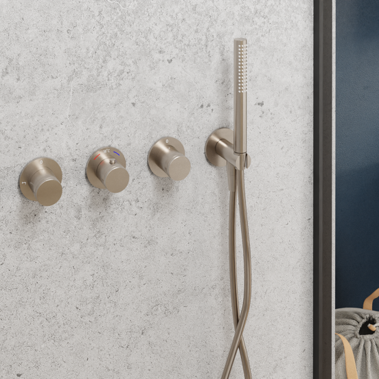Blaufoss Pavilion Thermostat-Duscharmatur: Unterputz, Brushed CoolMetal, Einbauelement inklusive