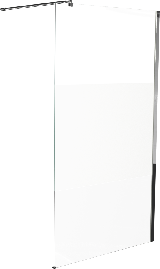 Linie Walk-In inloopdouche 100 x 200 cm helder glas met matte strook glanzend chroom profiel