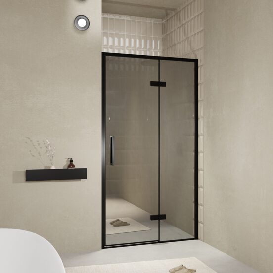 Balmani Senses Design porte pivotante à droite 120 cm x 210 cm verre Miroir Reflex, Profil noir