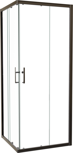 Linie Cadiz Eckdusche mit Eckeinstieg und 2 Schiebetüren 80 x 80 cm Klarglas gebürstet Chrom Profil