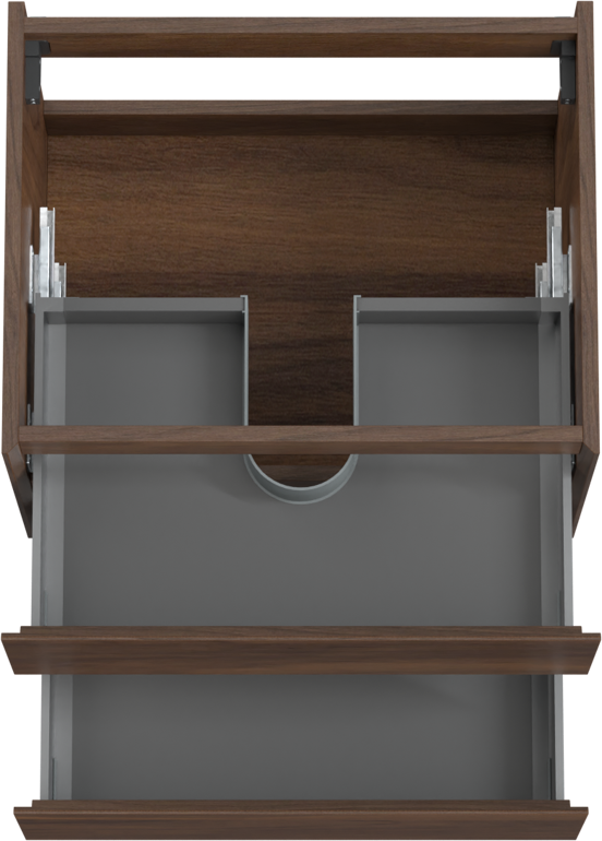 Storke Edge hängender Waschbeckenunterschrank: 65 x 52 cm, Nussbaum, 2 Schubladen