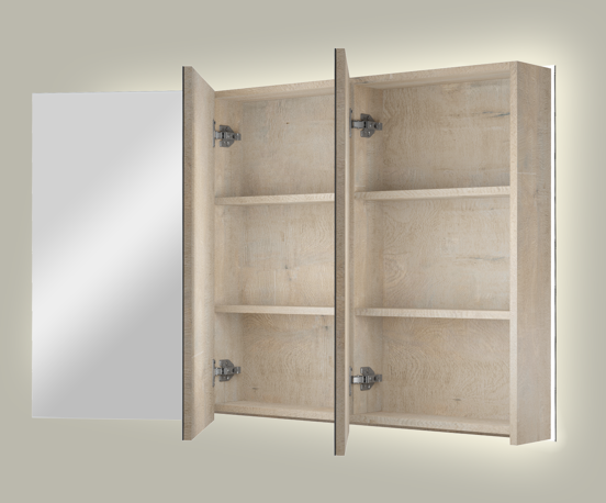 Linie Montro armoire de toilette lumineuse 100 x 75 cm chêne gris