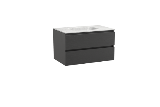 Balmani Lucida meuble salle de bains suspendu 90 x 55 cm chêne noir avec Tablo Arcato plan simple en marbre carrara