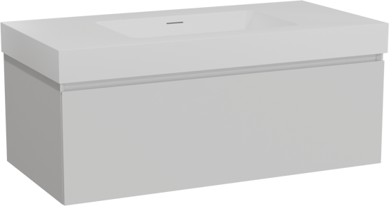 Storke Edge zwevend badkamermeubel 105 x 52 cm mat wit met Mata High enkele wastafel in solid surface mat wit