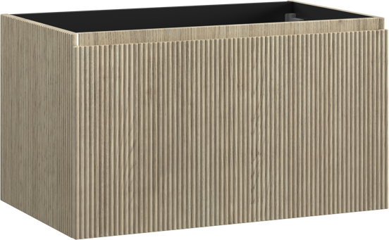 Storke Ribs meuble sous-lavabo suspendu 85 x 52 cm chêne brut 2 tiroirs