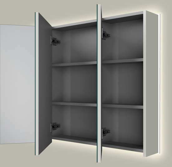 Linie Montro spiegelkast 100 x 75 cm greige met spiegelverlichting