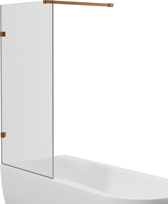 Luca Varess Solid pare-baignoire 80 cm verre transparent profil Rosegold brossé