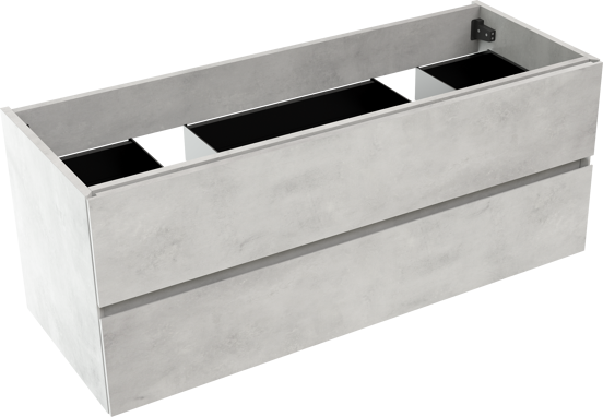 Storke Edge meuble sous-lavabo suspendu 120 x 46 cm béton gris argent 2 tiroirs 2 découpés de siphon