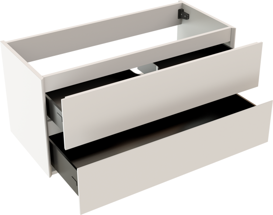 Storke Edge hängender Waschbeckenunterschrank: 100 x 46 cm, Weiß matt, 2 Schubladen