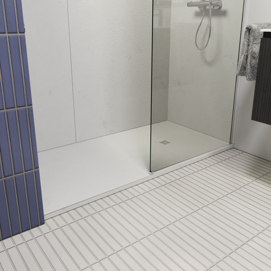 Luca Varess Classy receveur de douche 160 x 80 cm marbre composite blanc mat structure rock