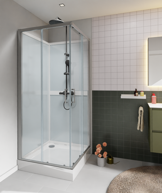 Luca Varess Talan douchecabine met schuifdeuren 90 x 90 cm helder glas mat chroom profiel