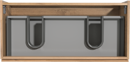Storke Delta zwevend wastafelonderkast 100 x 48 cm naturel eiken 2 lades 2 sifonuitsparingen