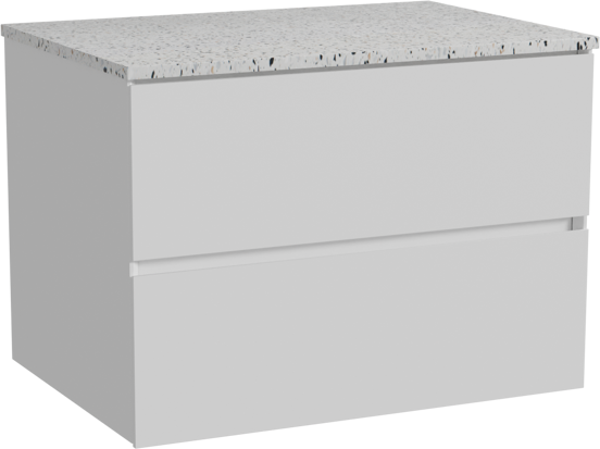 Storke Edge meuble salle de bains suspendu 75 x 52 cm blanc mat avec Tavola tablette simple en blanc/noir mat terrazzo
