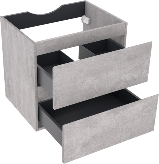 Linie Lado zwevende wastafelonderkast 60 x 46 cm beton donkergrijs 2 lades