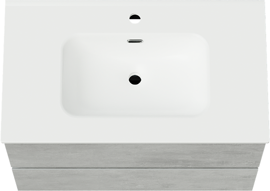 Linie Lado meuble salle de bains suspendu 80 x 46 cm béton gris foncé avec Baro plan simple en porcelaine blanc mat