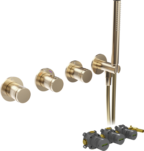 Blaufoss Pavilion inbouw thermostaat brushed champagne gold incl. inbouwelement